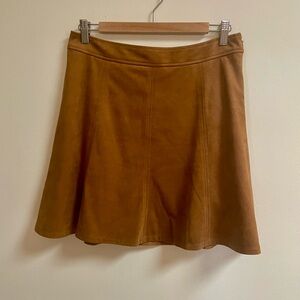 Faux Suede Flared Skirt